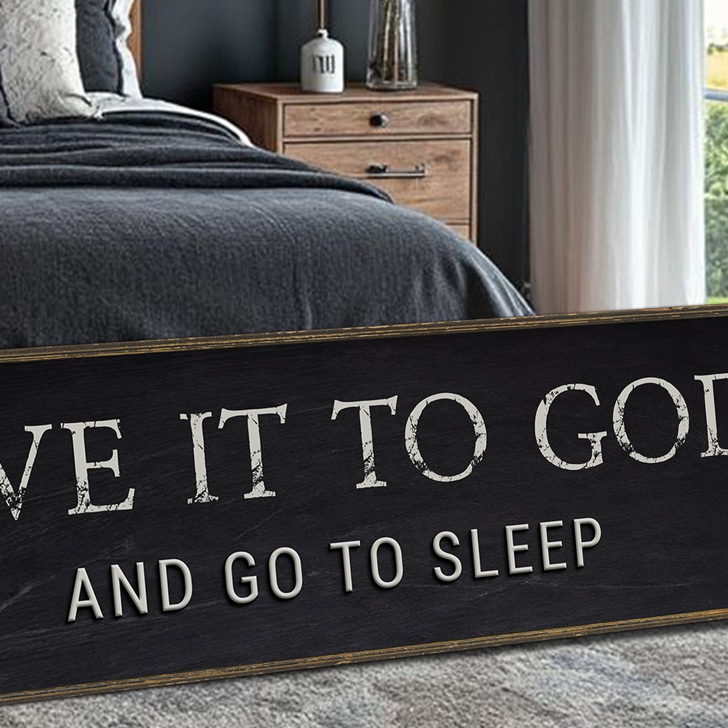 Give It to God and Go to Sleep Bedroom Canvas Sign
