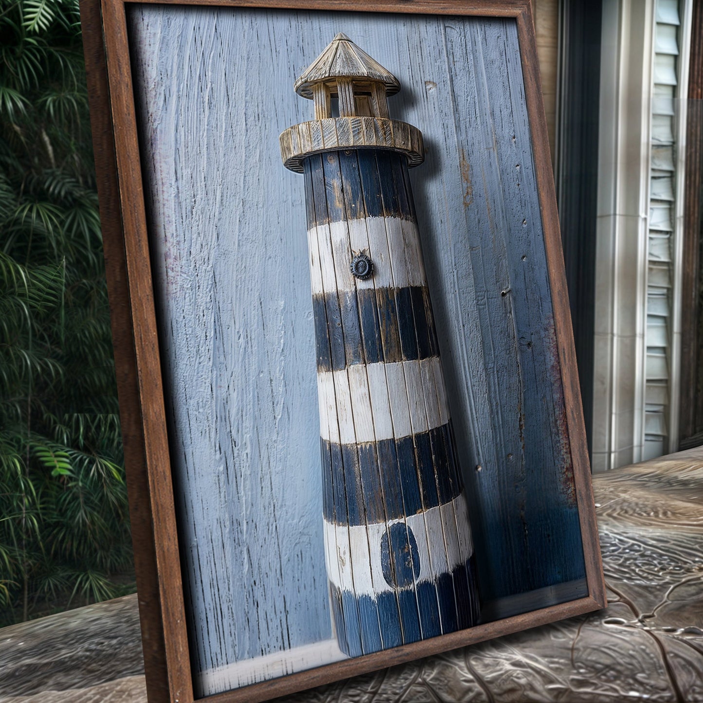 Wooden Lighthouse Coastal Canvas Wall Art