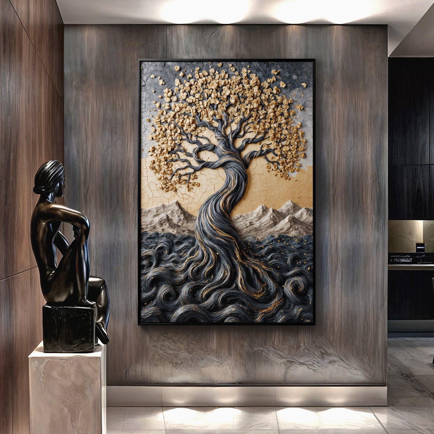 Golden Tree of Life Minimalist Canvas Wall Art