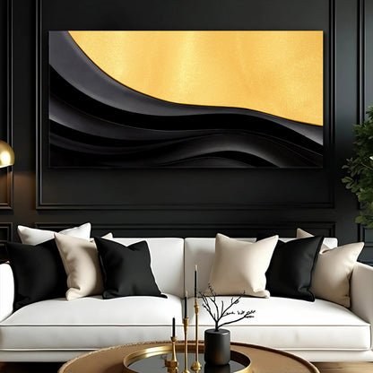 Black and Gold Minimalist Abstract Canvas Wall Art