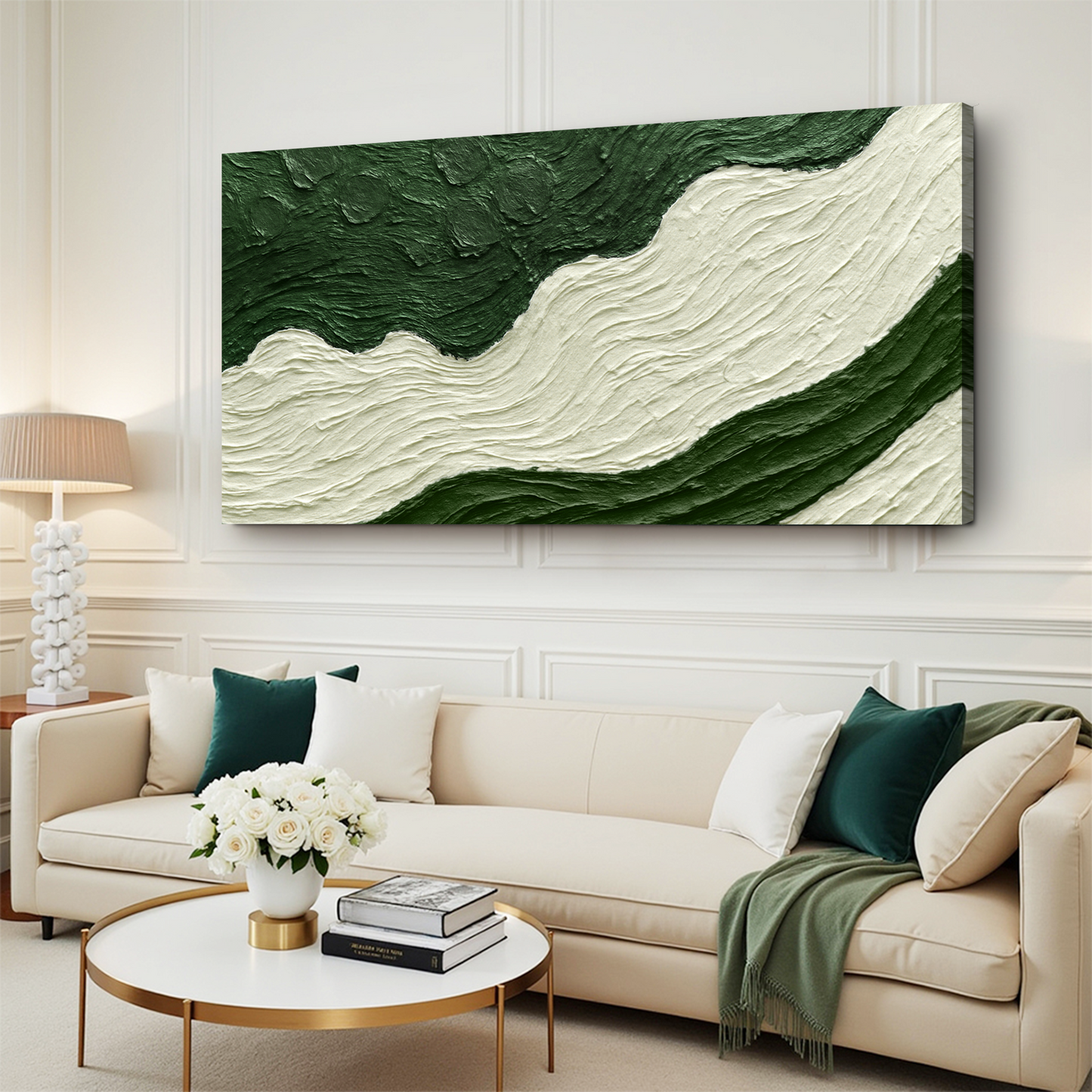 Green Rivers Abstract Canvas Wall Art VII