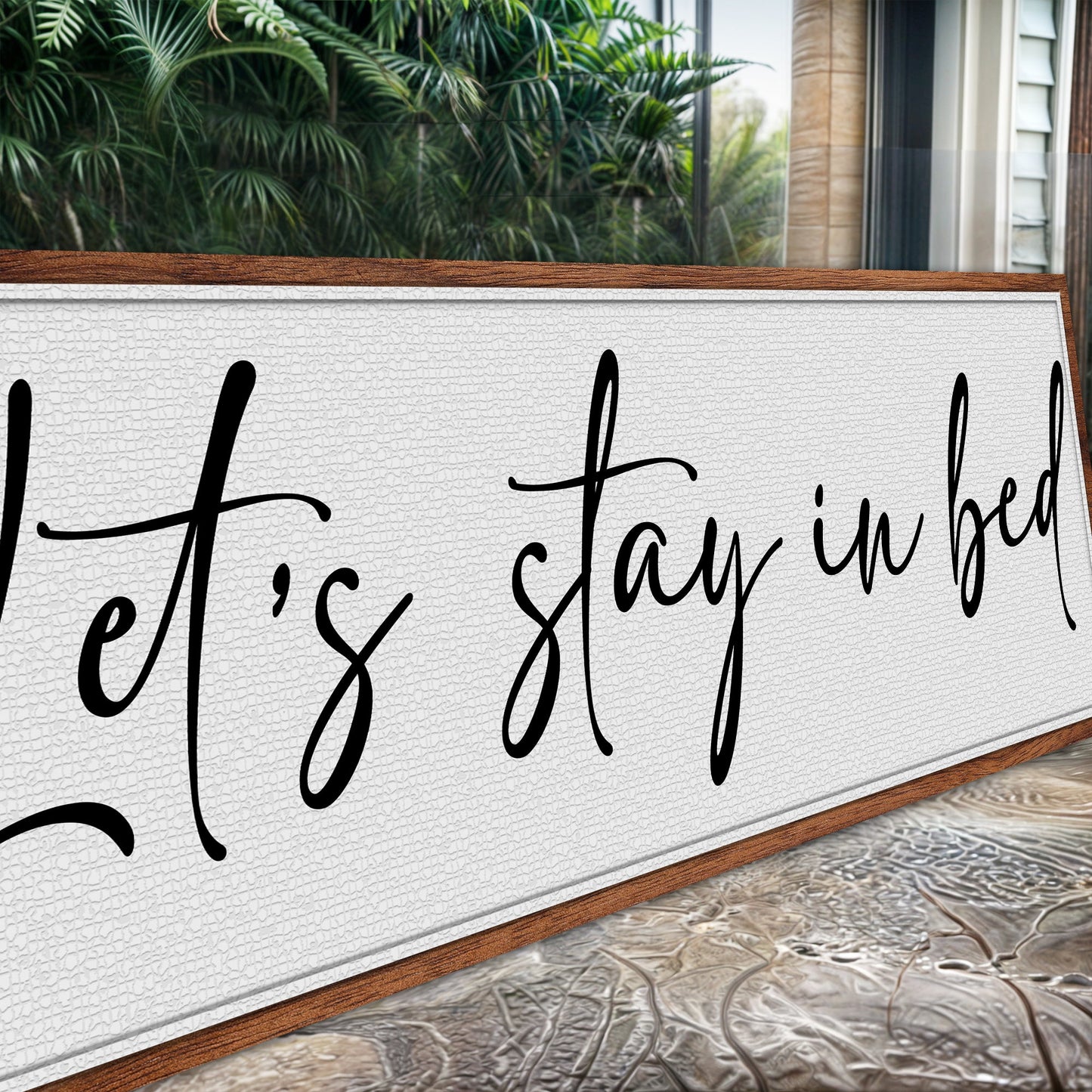 Let's Stay in Bed Bedroom Canvas Wall Art