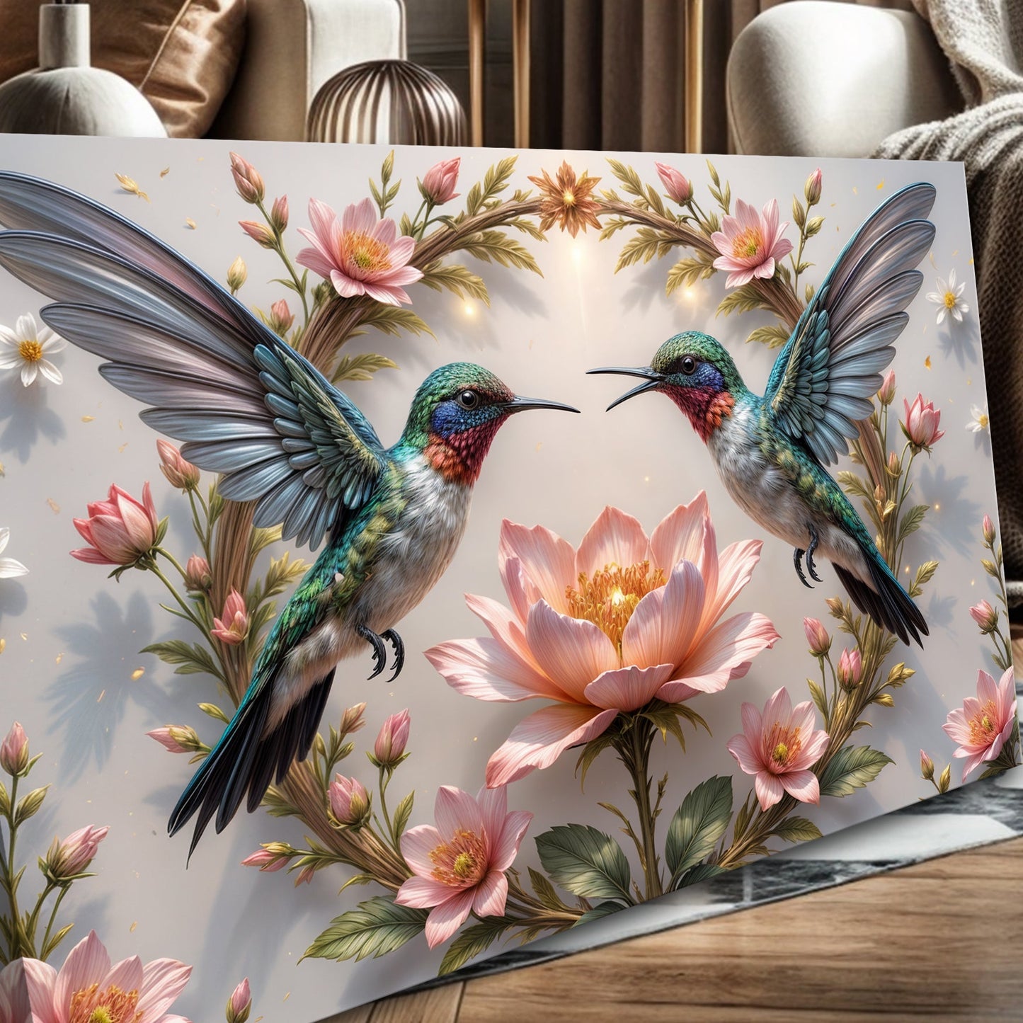 3D Hummingbirds Canvas Wall Art VI