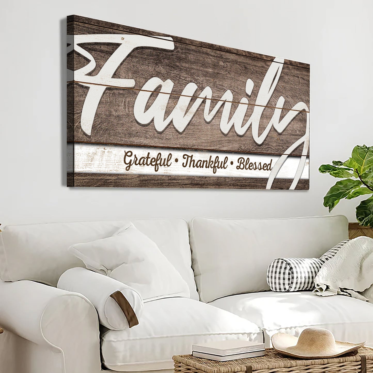 Grateful Thankful Blessed Canvas Wall Art III
