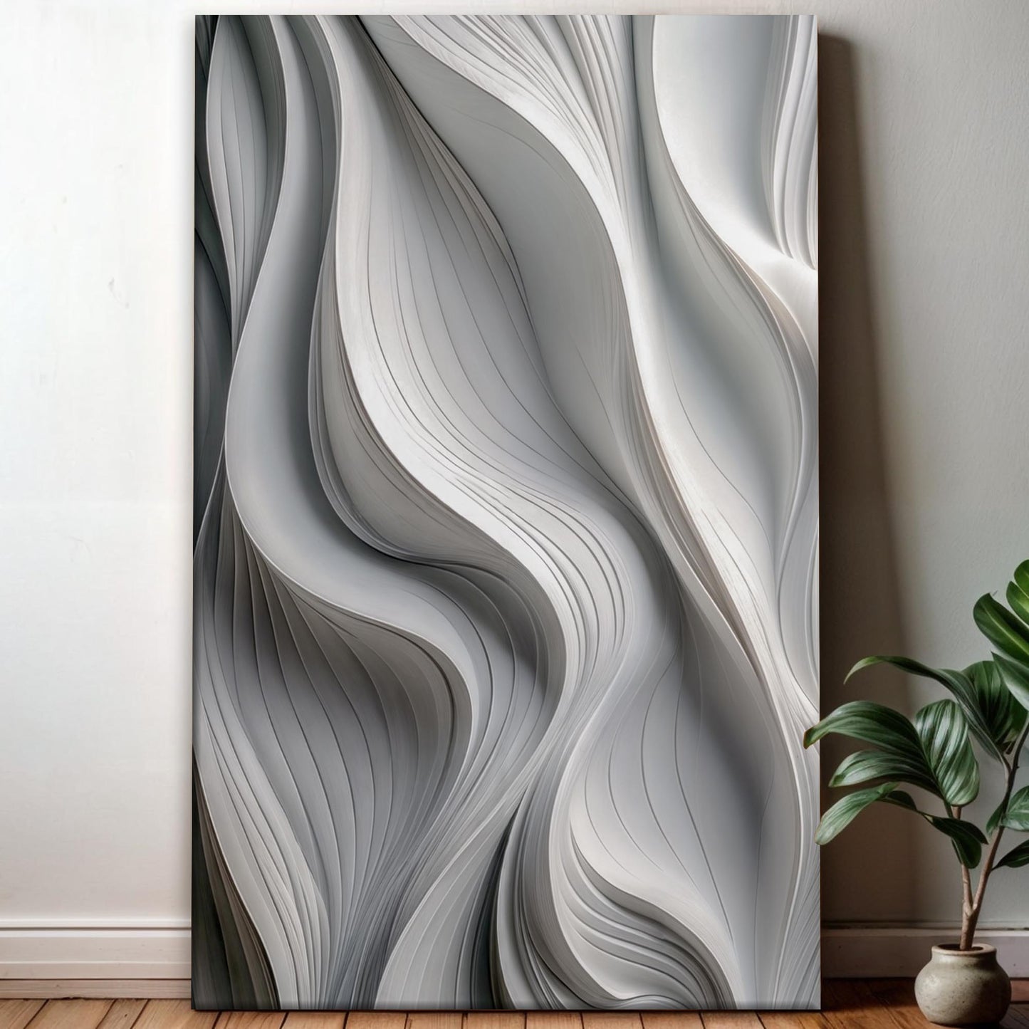 Monochrome Waves Abstract Canvas Wall Art