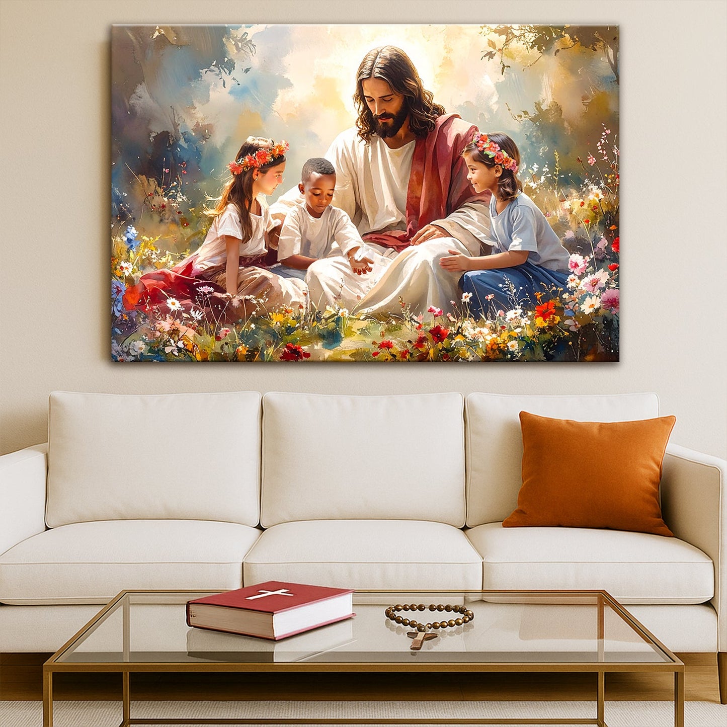 Jesus With Children Christian Canvas Wall Art