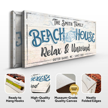 Beach House Canvas Sign IV