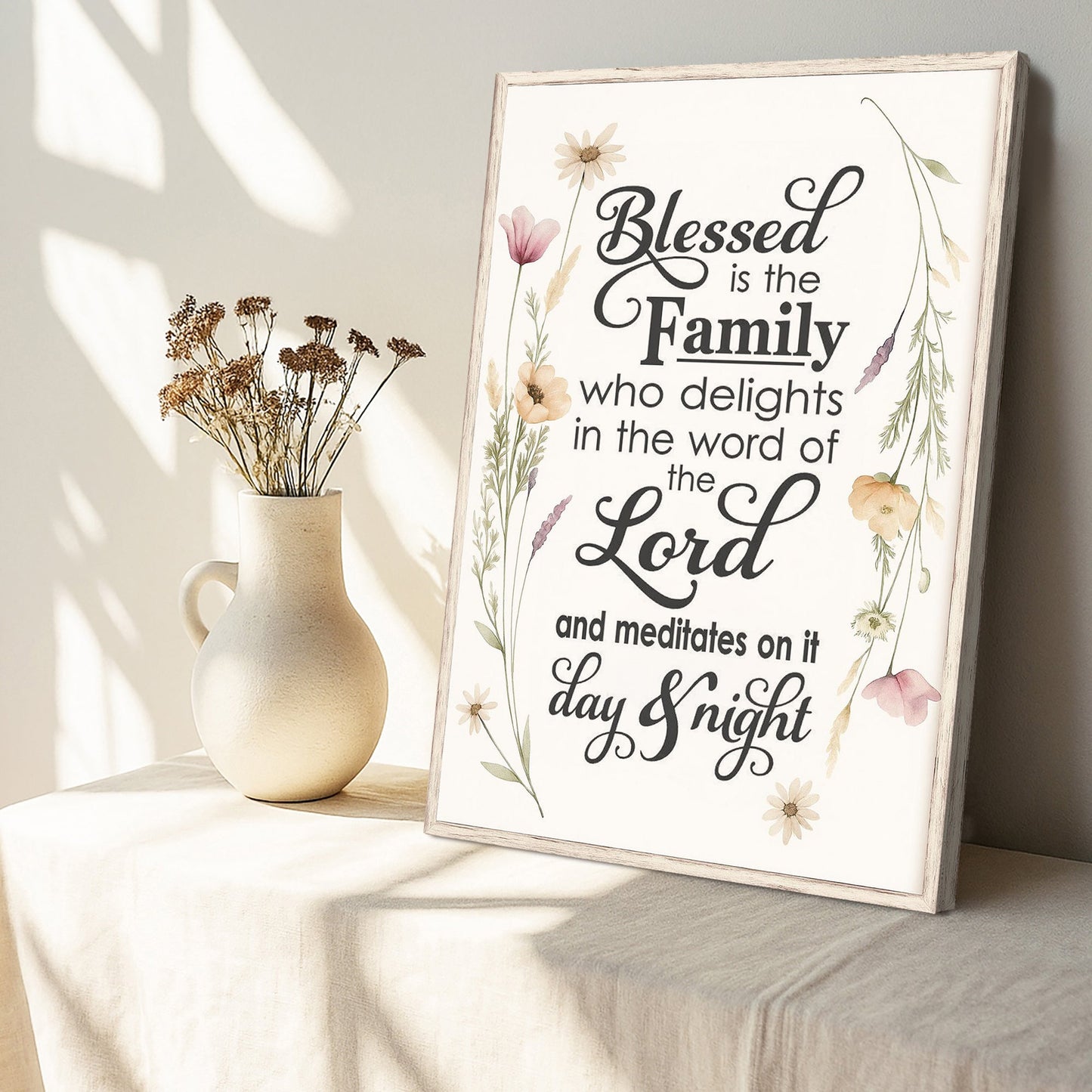 Blessed Is the Family Faith Canvas Wall Art