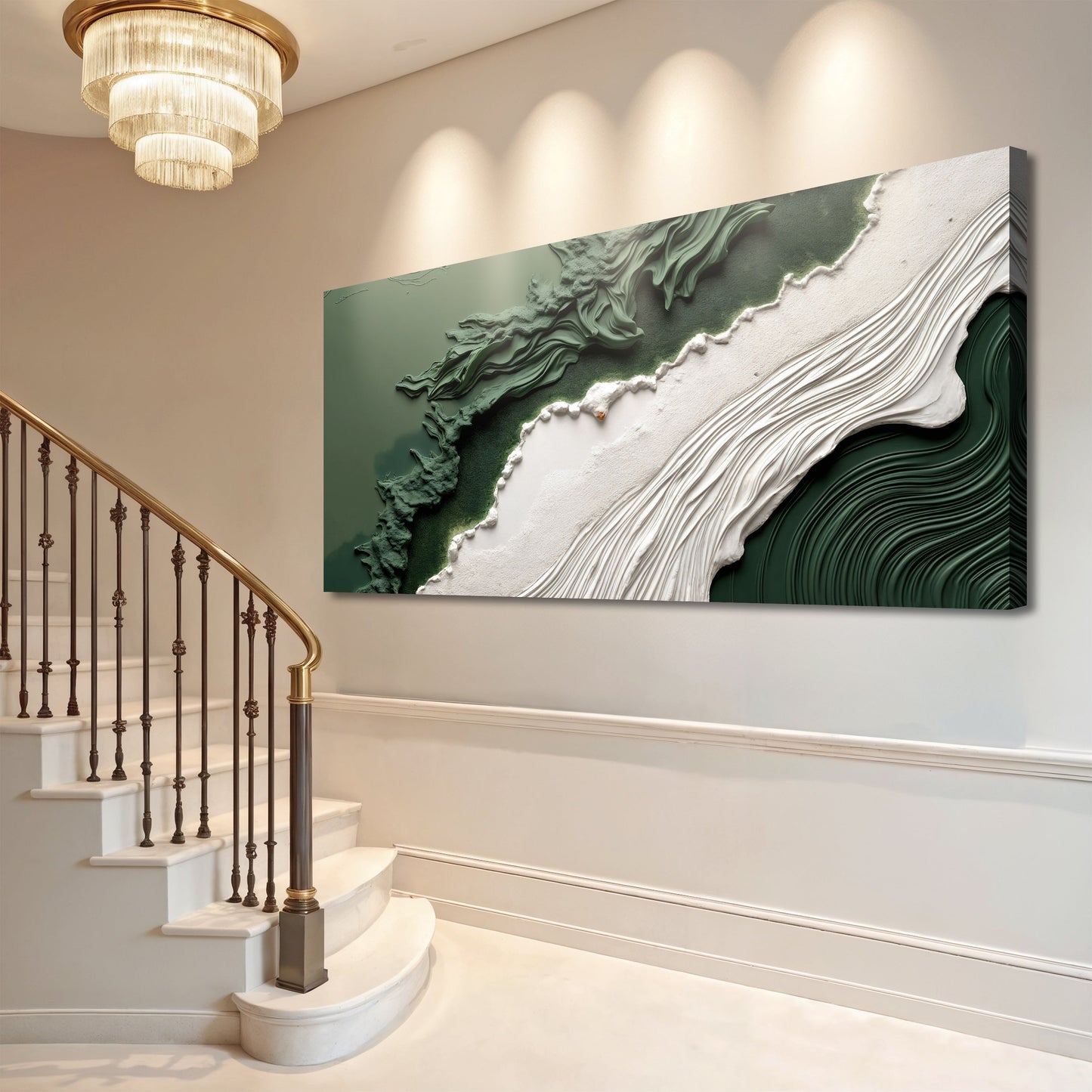 Green Rivers Abstract Canvas Wall Art VI