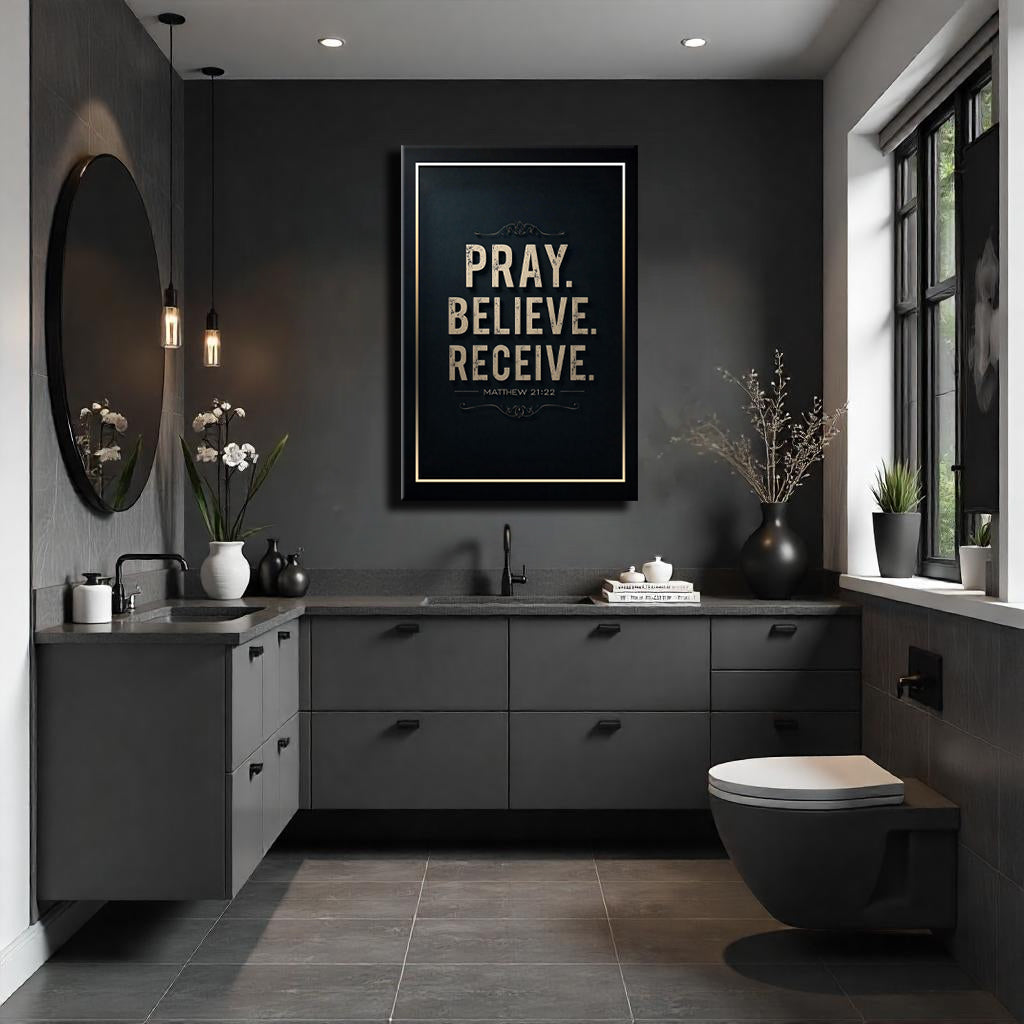 Matthew 21:22 Pray Believe Receive Faith Canvas Wall Art