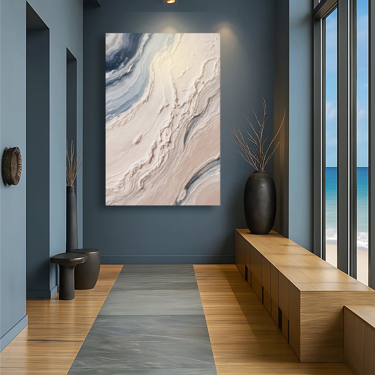 Minimalist Waves Abstract Canvas Wall Art