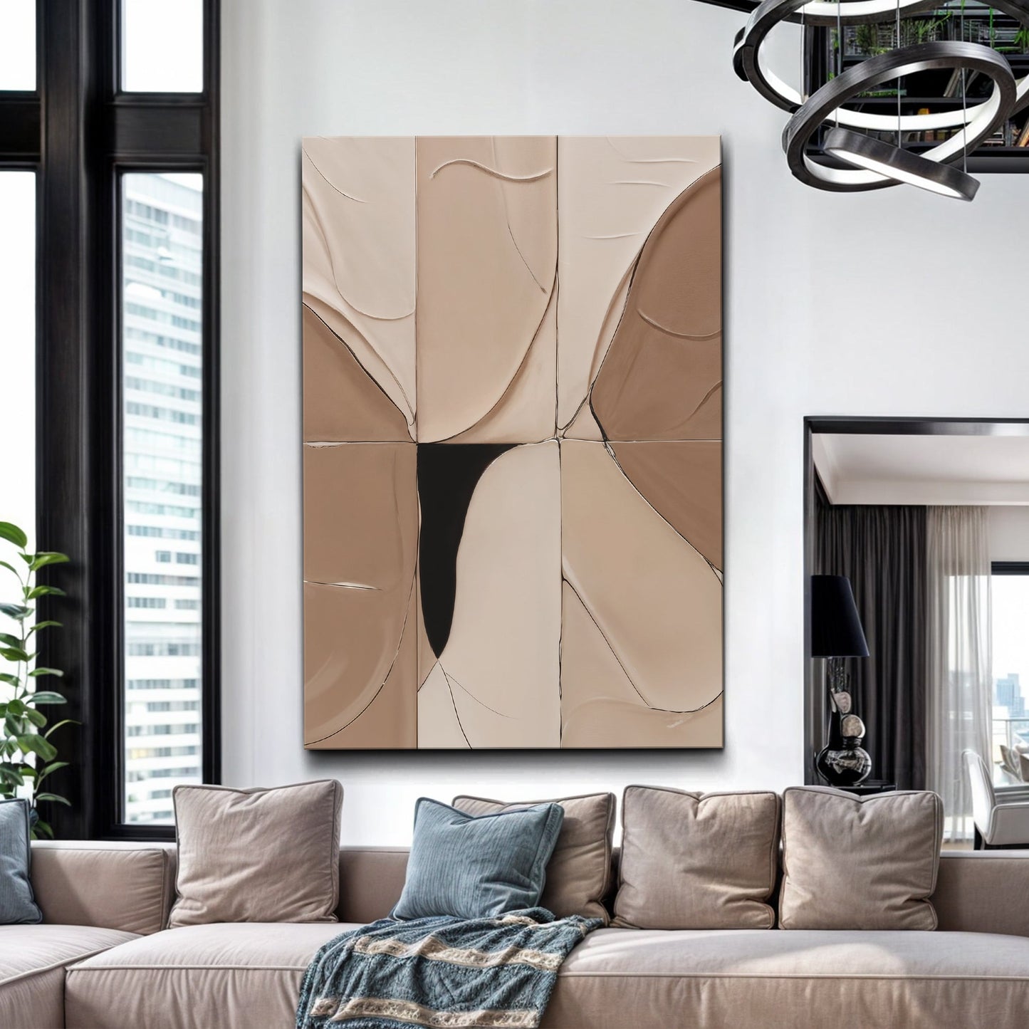 Neutral Abstract Boho Canvas Wall Art