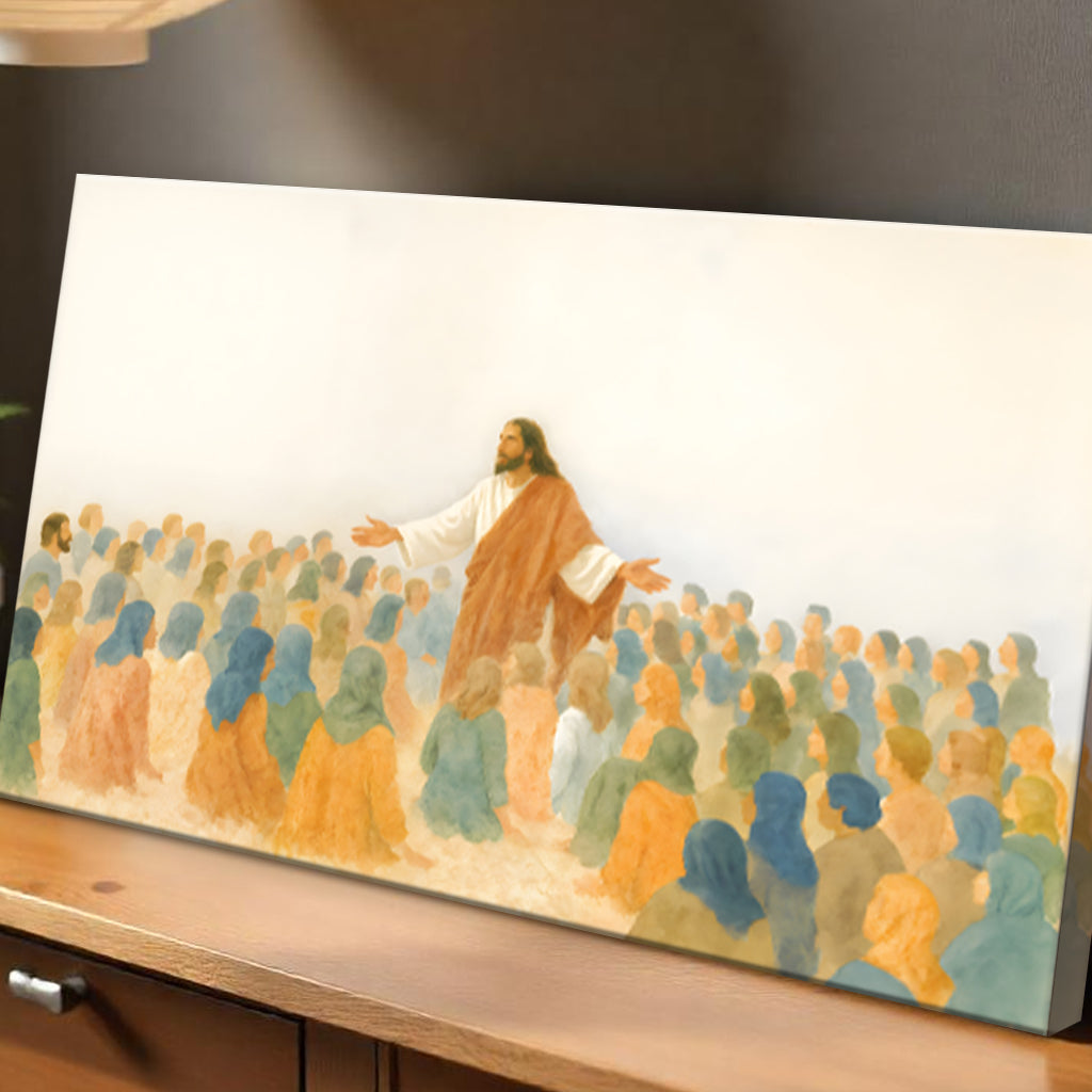 Jesus Speaking to Crowd Faith Canvas Wall Art