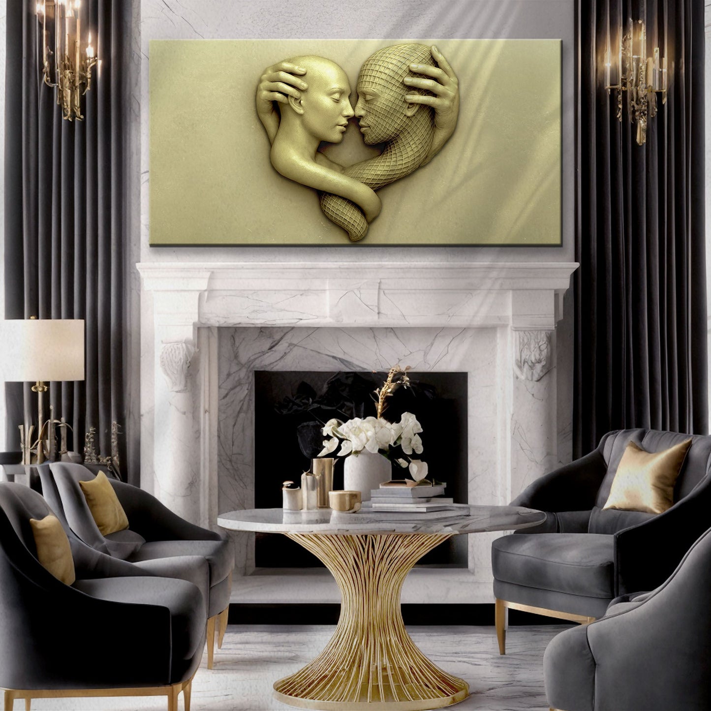 Eternal Love Figure Abstract Canvas Wall Art