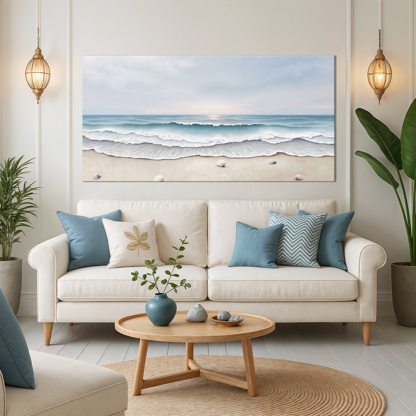 Serene Ocean Wave Coastal Canvas Wall Art