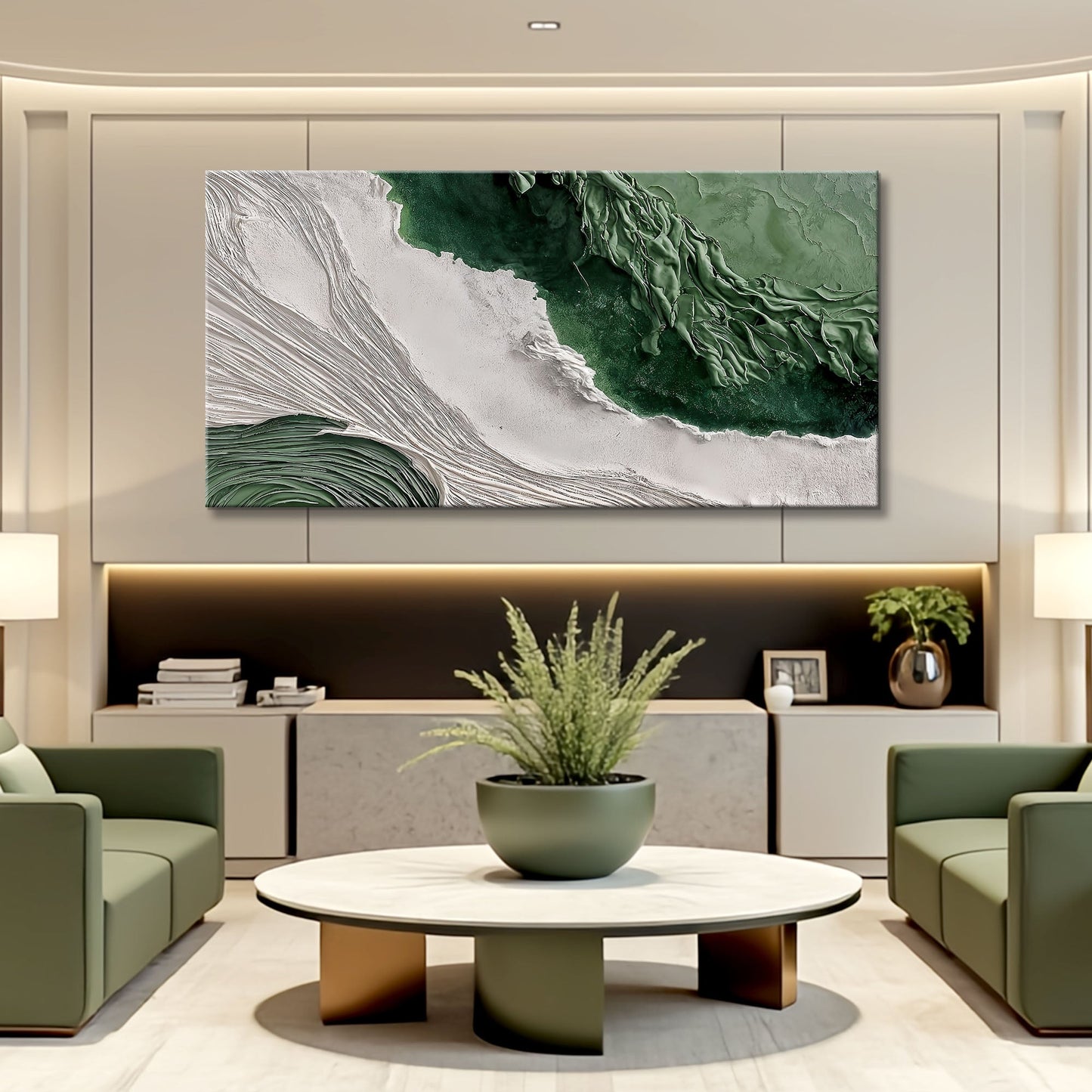 Green Rivers Abstract Canvas Wall Art III