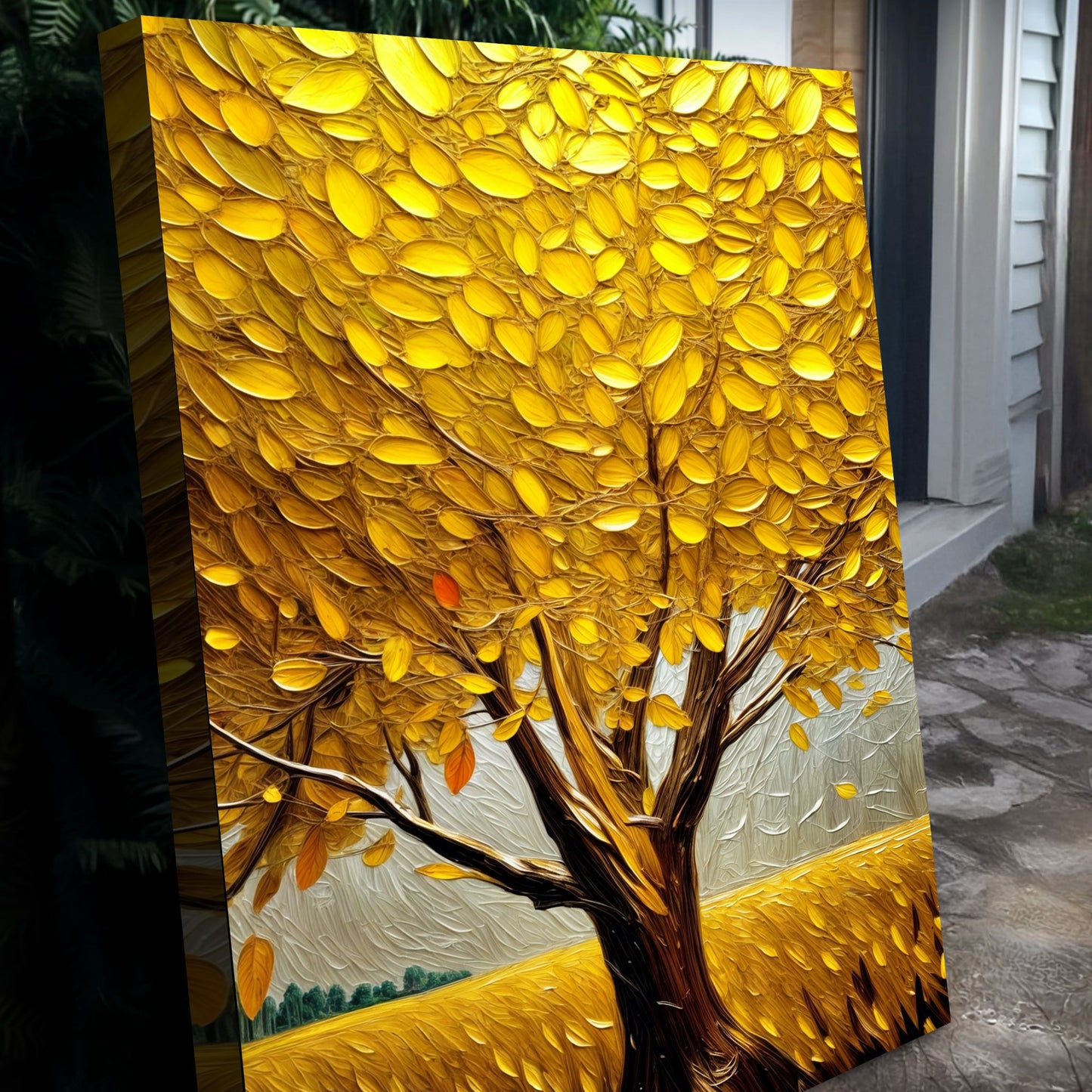 Golden Tree Breeze Canvas Wall Art - Nature Print