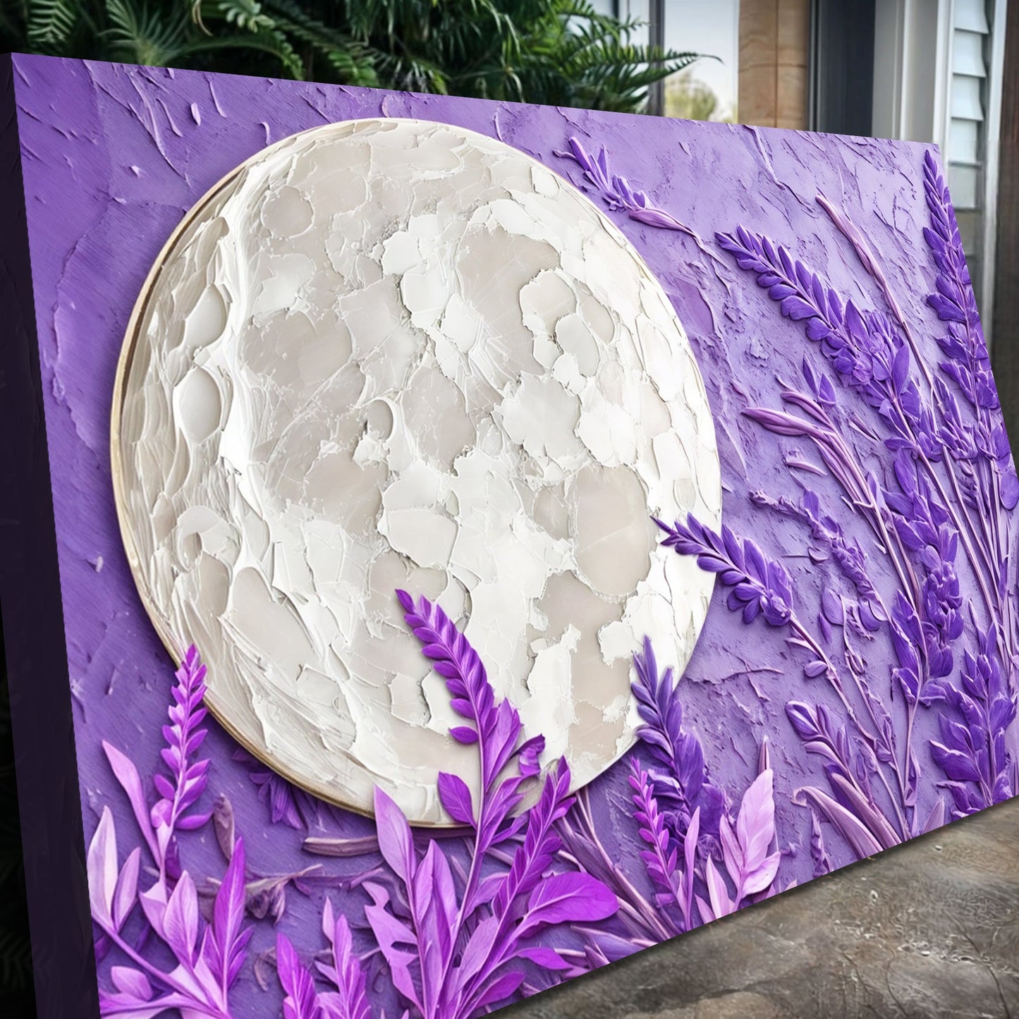 3D Lavender Moon Canvas Wall Art