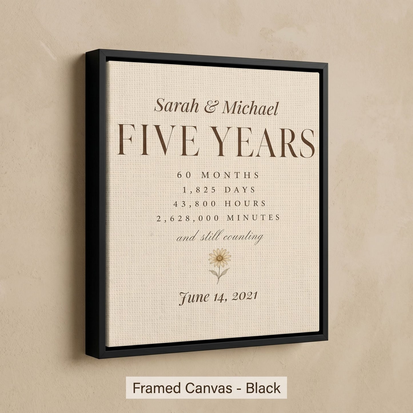 Personalized 5 Year Anniversary Canvas