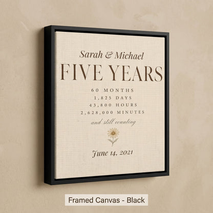 Personalized 5 Year Anniversary Canvas - 40x50 cm / 16x20″ / Canvas - Sparkycare