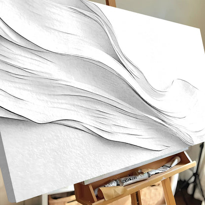 White-on-White Swirl Minimalist Abstract canvas shown in a styled room setting, view 5