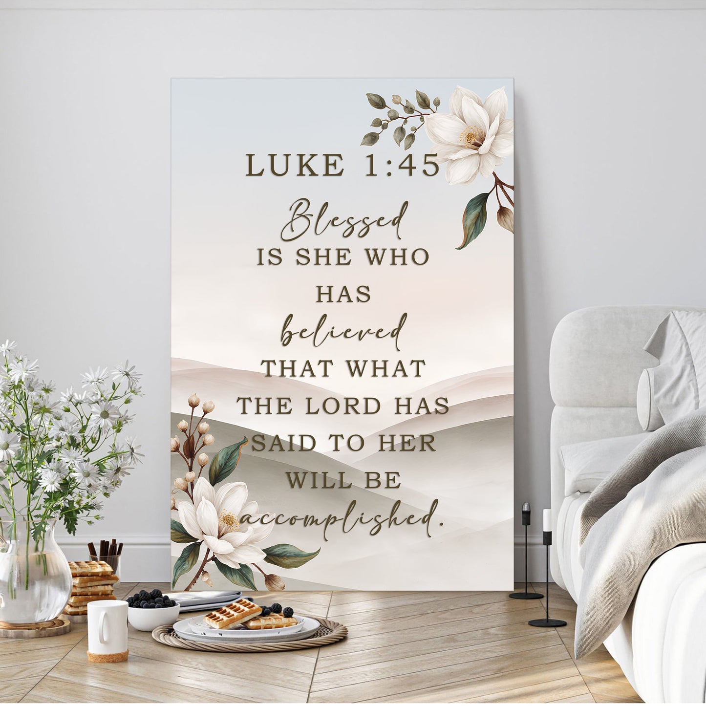 Blessed Is She Who Has Believed Luke 1:45 Canvas Wall Art