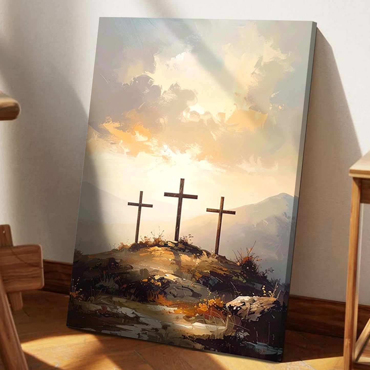 Three Crosses on Calvary Faith Canvas Wall Art