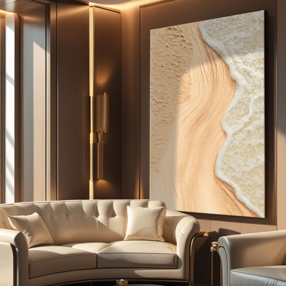 Beige Beach Coastal Canvas Wall Art