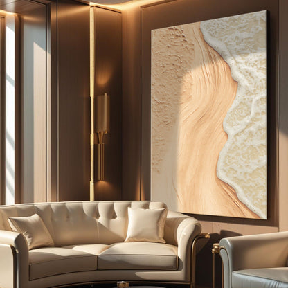 Beige Beach Coastal Canvas Wall Art