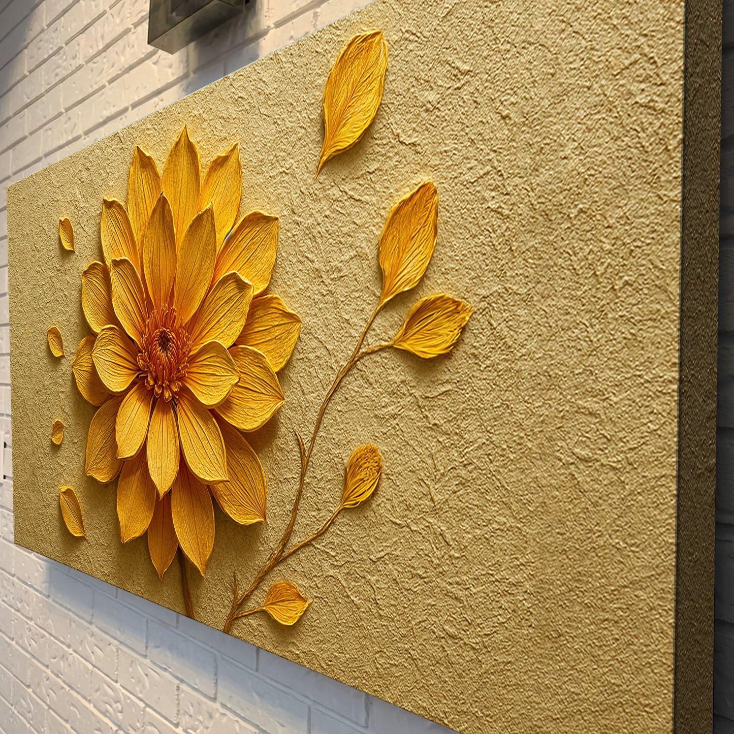 Golden Dandelion Minimalist Canvas Wall Art - Abstract Print