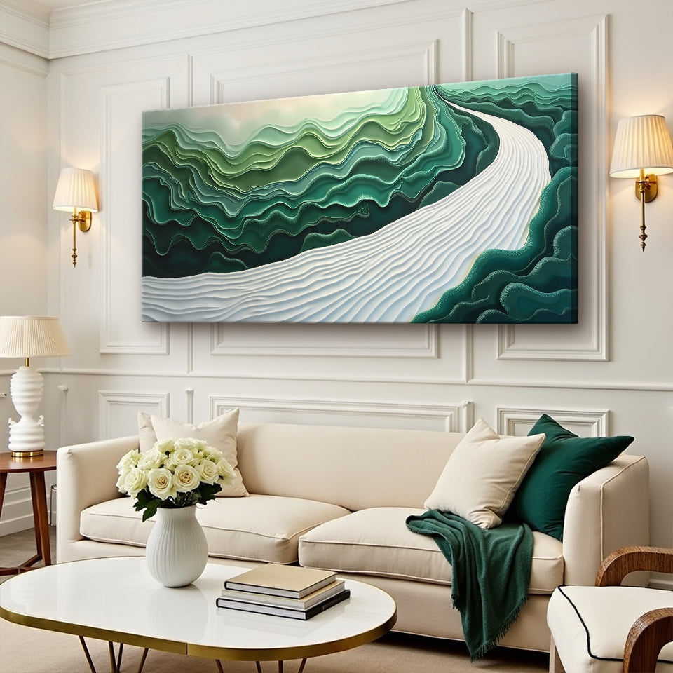 Green Rivers Abstract Canvas Wall Art