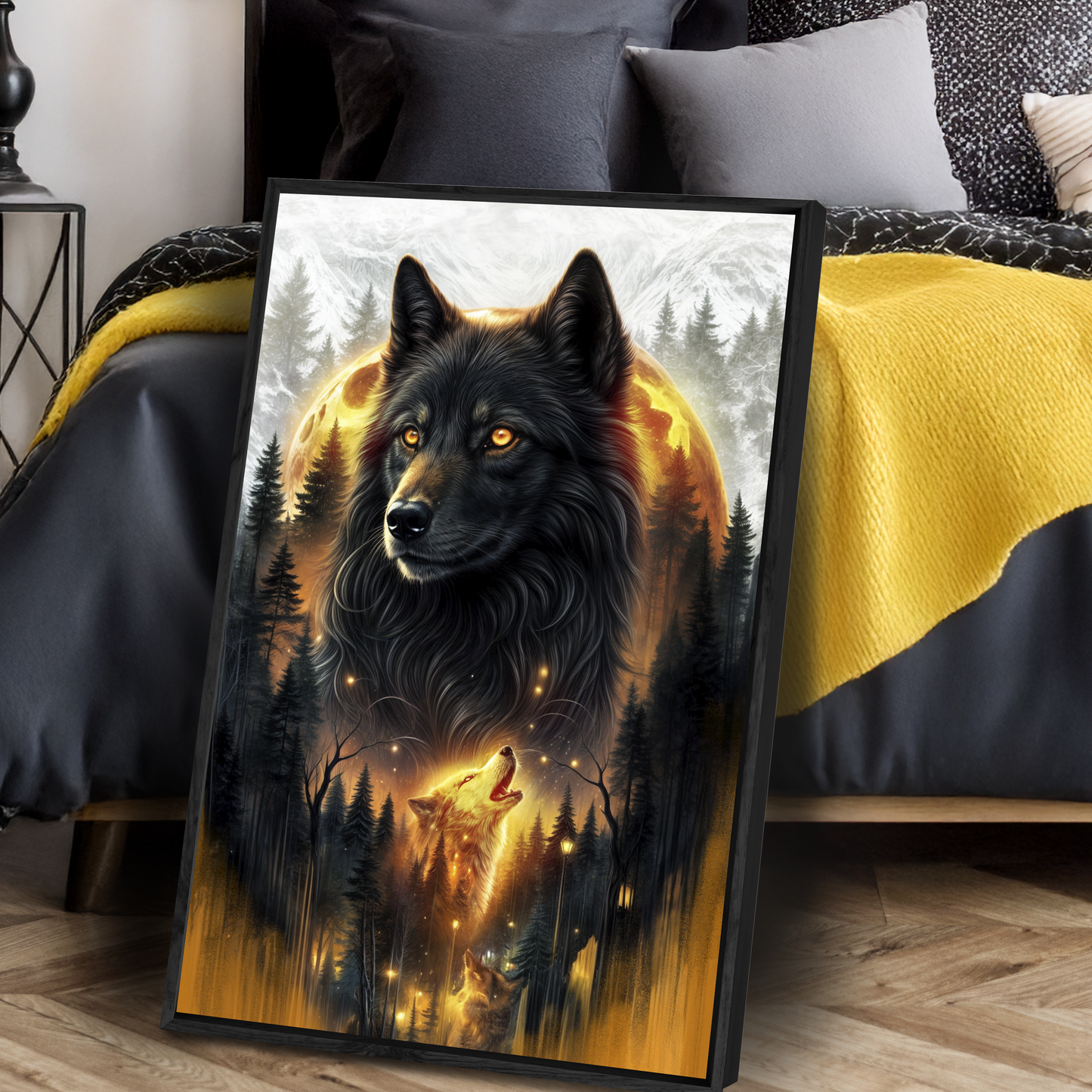 Eclipse of the Alpha Wolf Canvas Wall Art