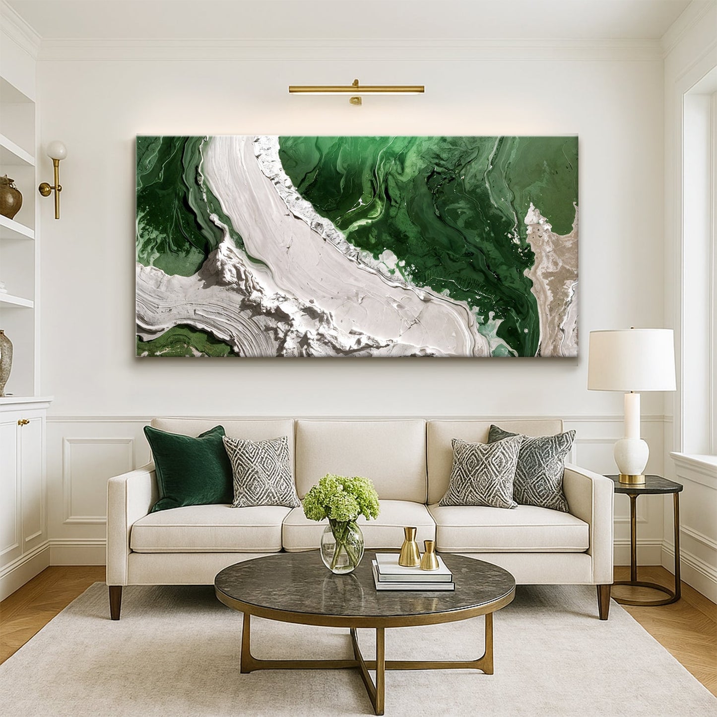 Green Rivers Abstract Canvas Wall Art IV