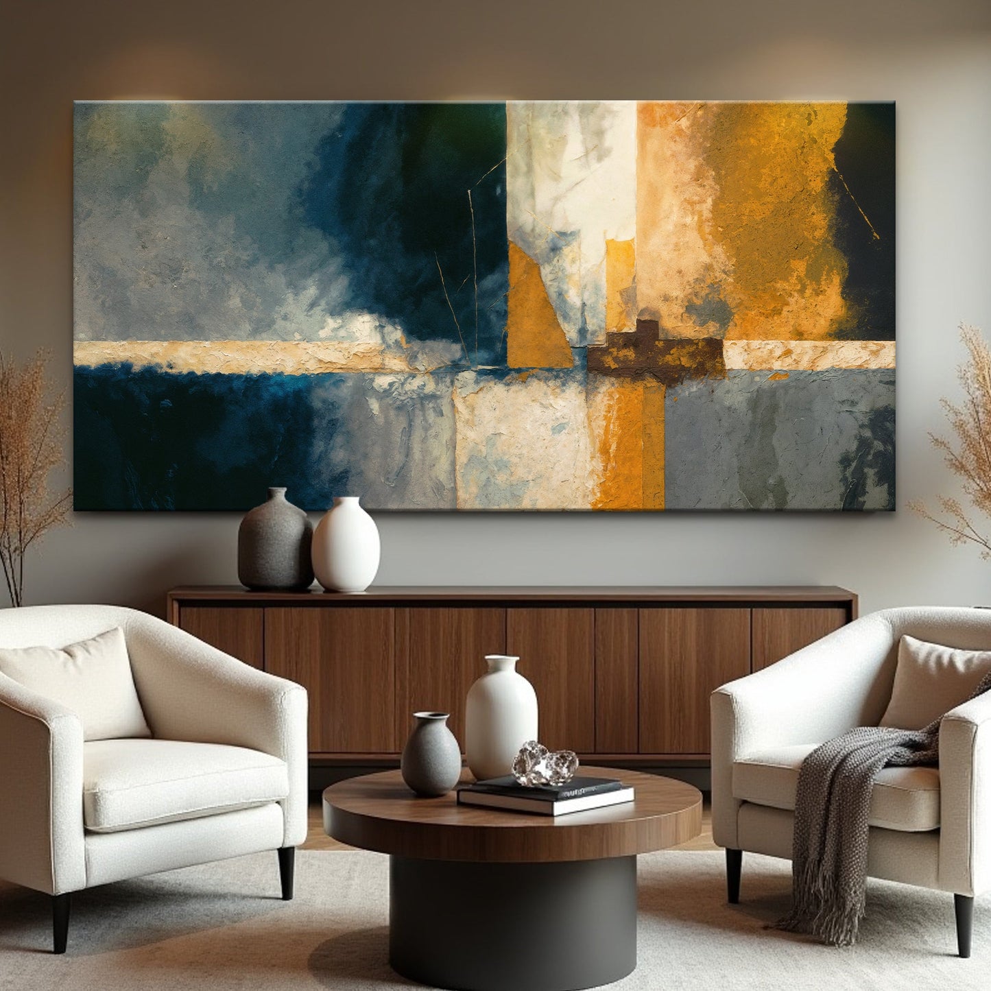 Abstract Geometric Lines Canvas Wall Art