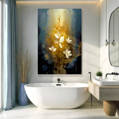 Golden Glow Flower Canvas Wall Art - Elegant Floral Print