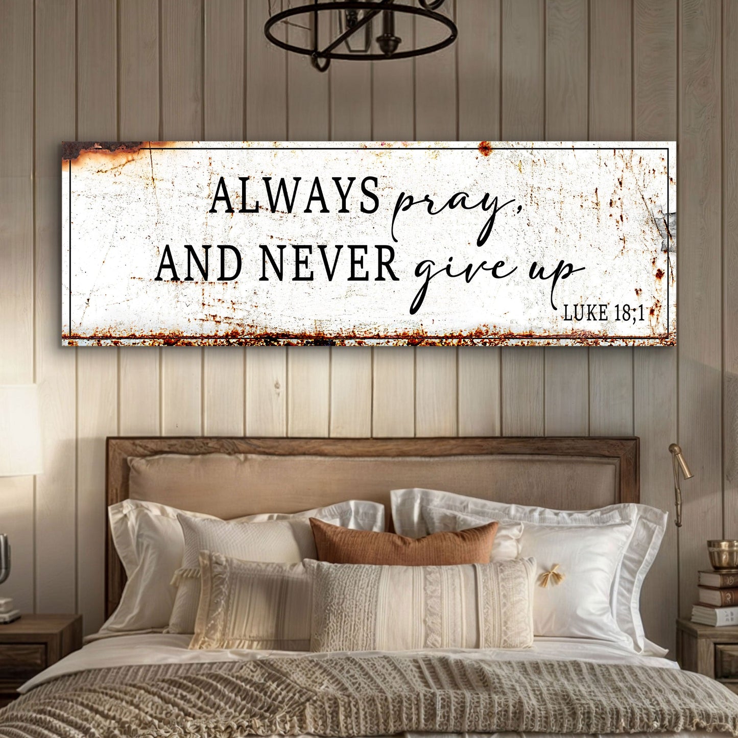 Always pray and never give up Luke 18:1 faith sign