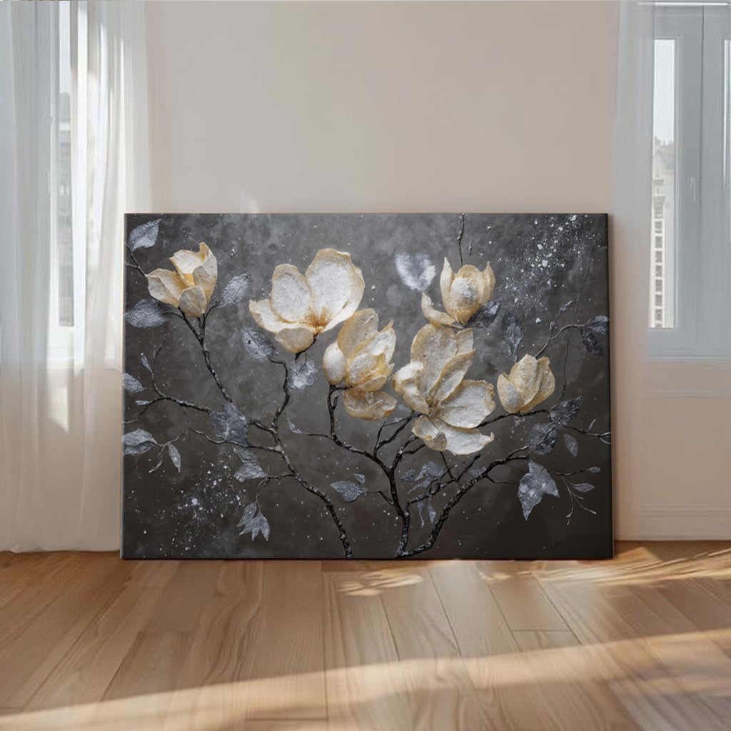Midnight Magnolias Floral Canvas Wall Art