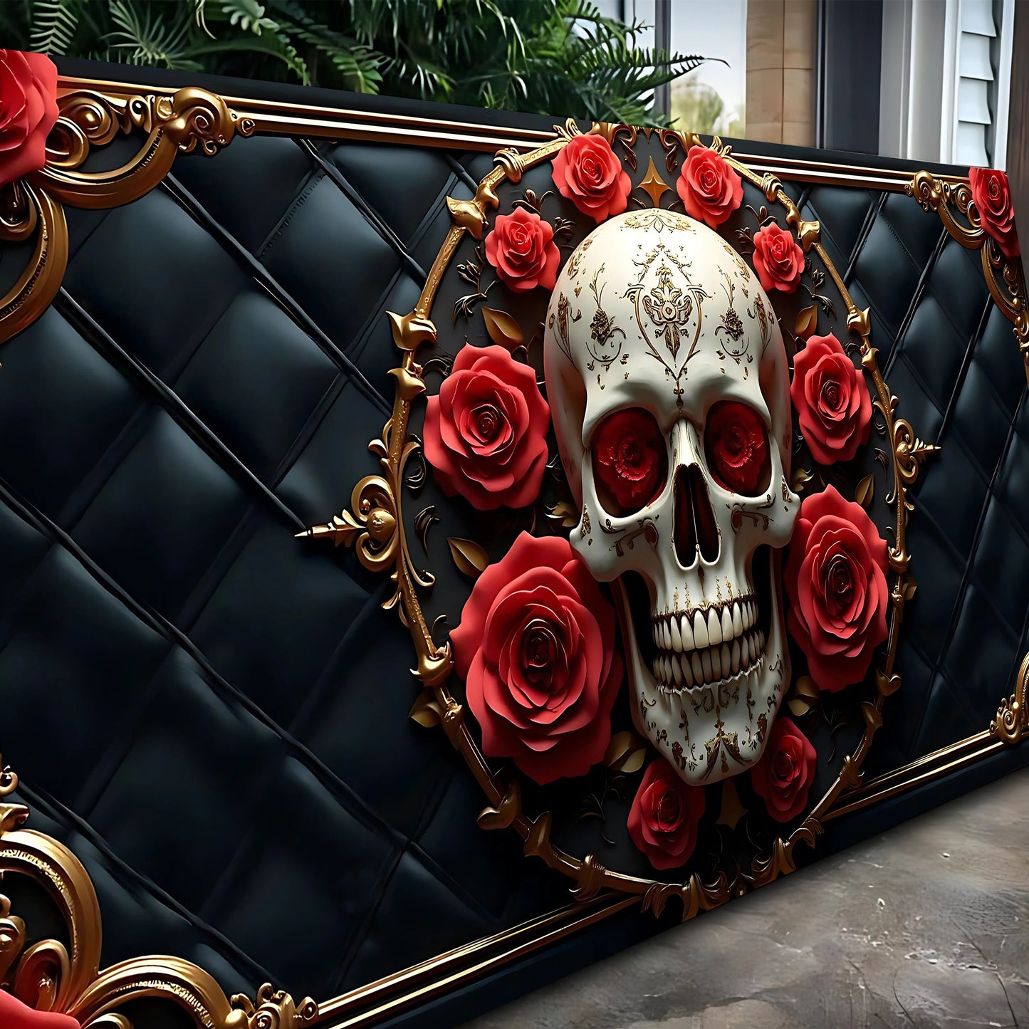 3D Rose and Skull Canvas Wall Art VII