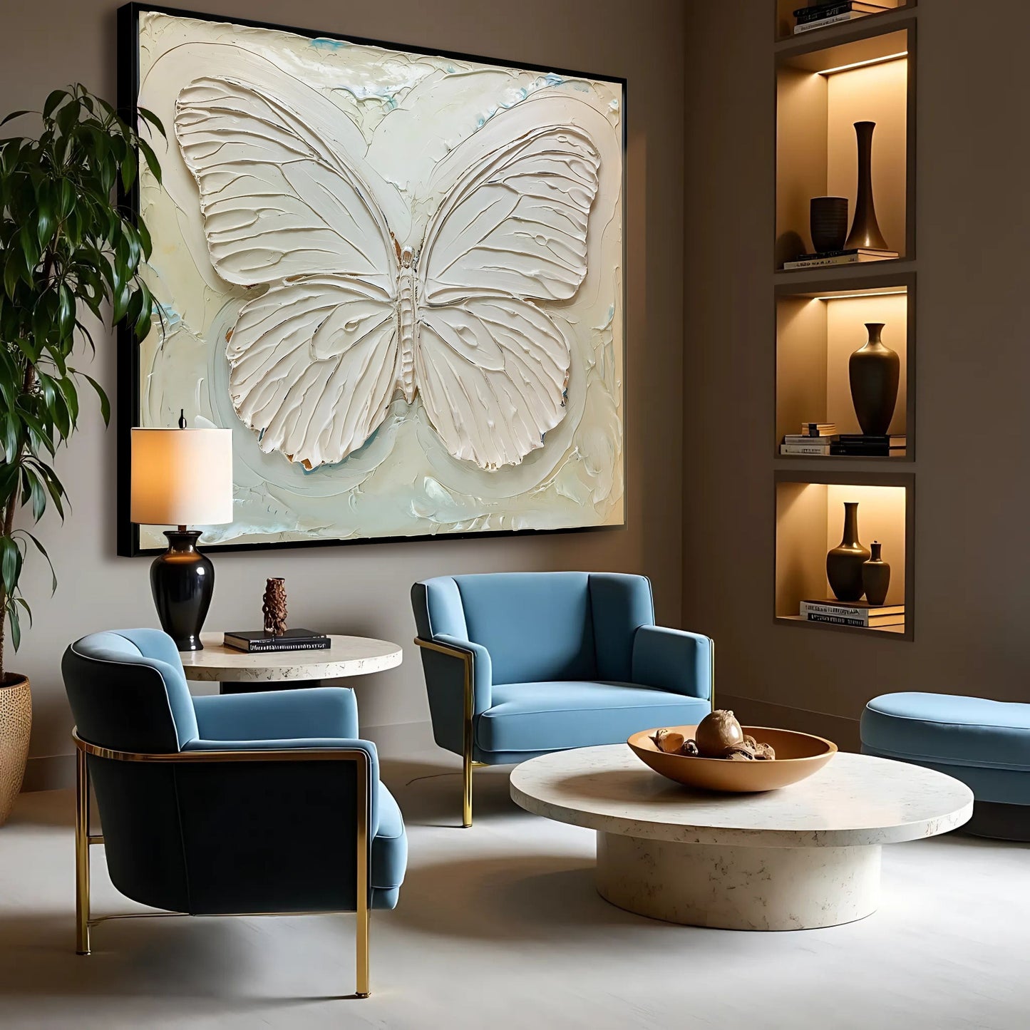 3D White Butterfly Canvas Wall Art