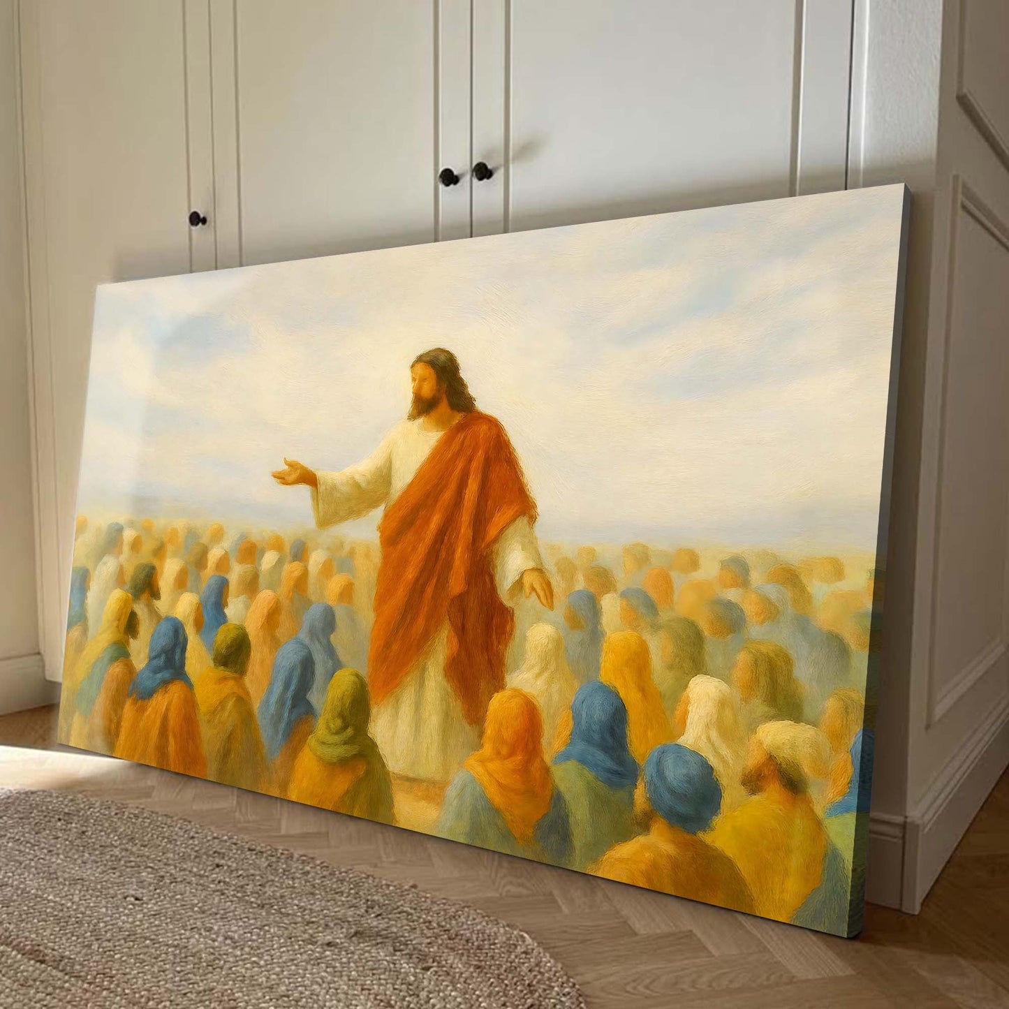 Jesus Teaching Crowd Christian Canvas Wall Art