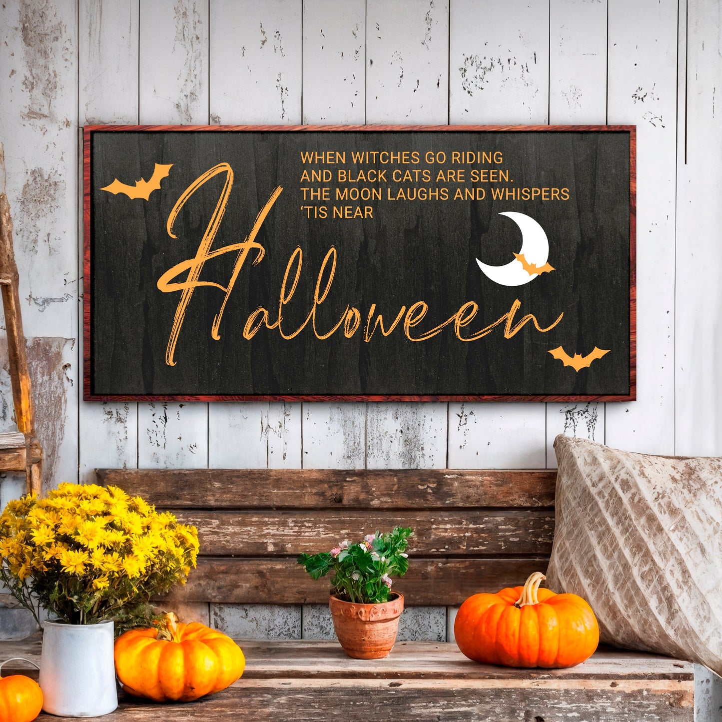 When Witches Go Riding Halloween Canvas Wall Sign