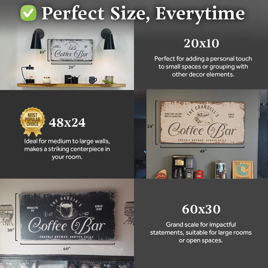 Personalized Coffee Bar Canvas Sign
