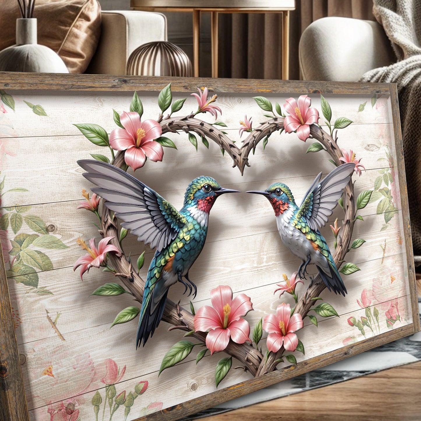 3D Hummingbirds Canvas Wall Art II