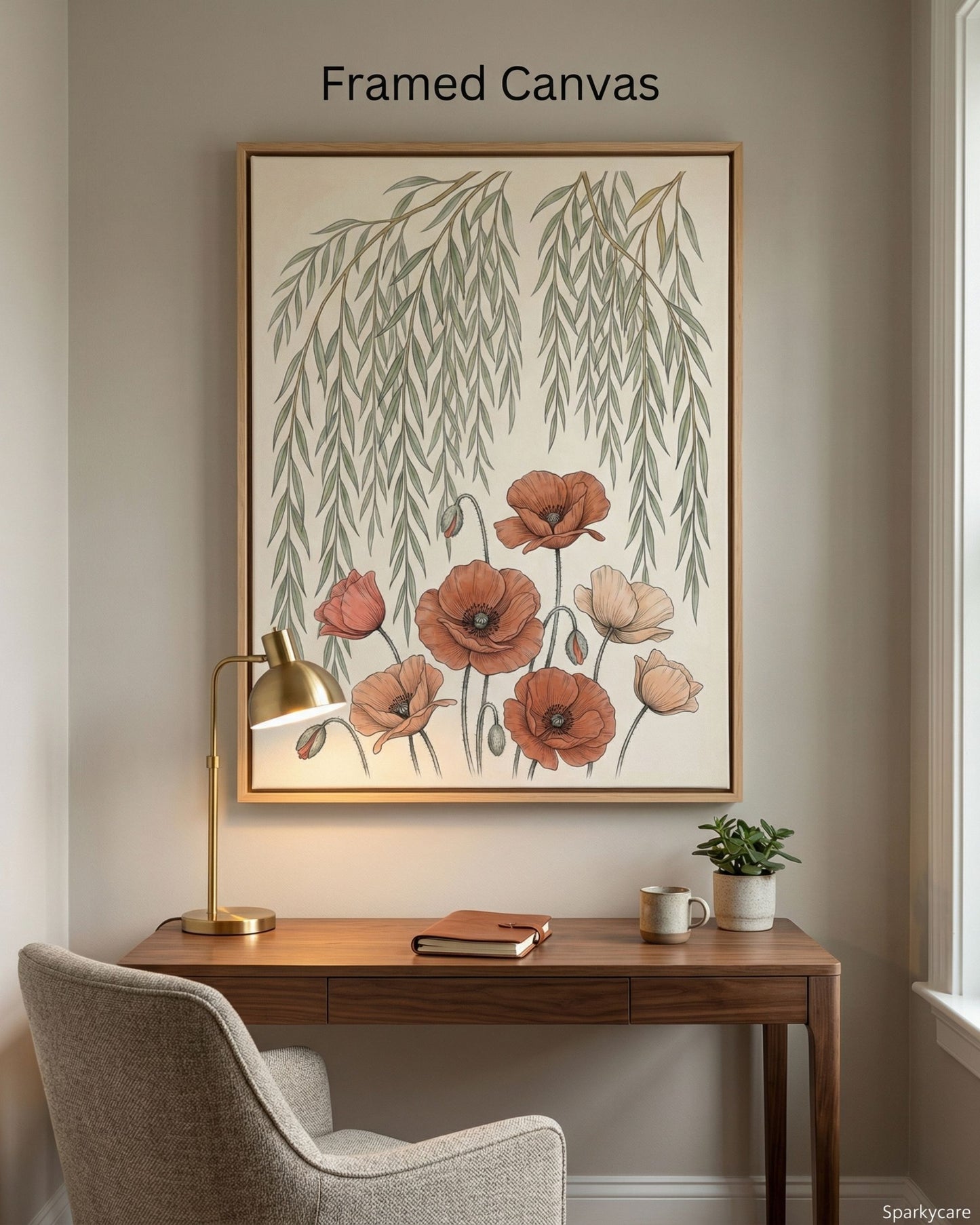 Willow Tree and Poppy Botanical 9th Anniversary Wall Art