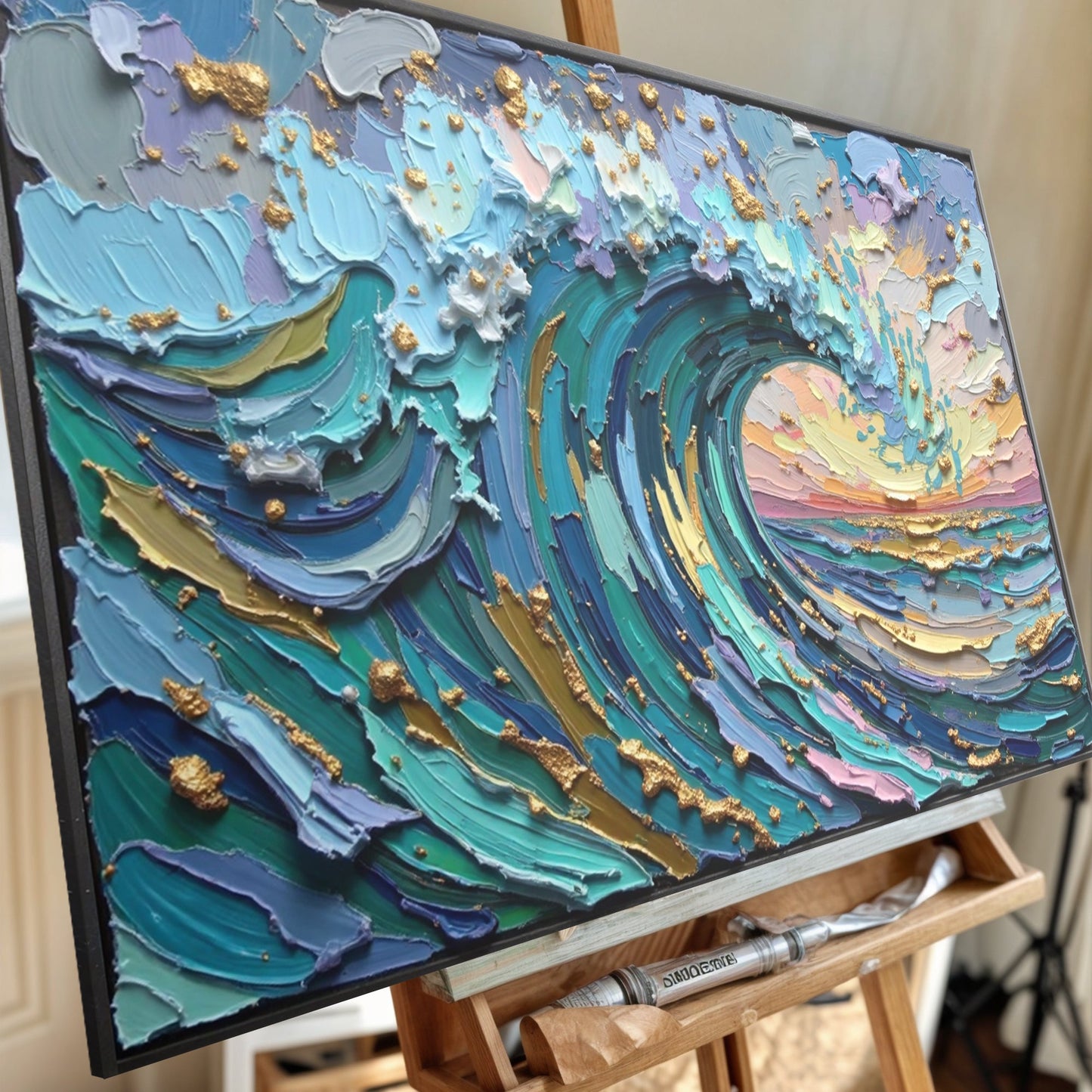 Golden Tide Canvas Wall Art - Coastal Ocean Print