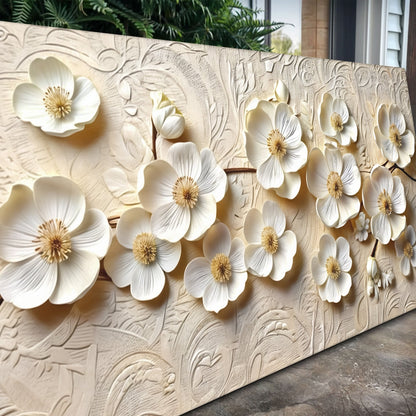 White Blossom Serenade Floral Canvas Wall Art