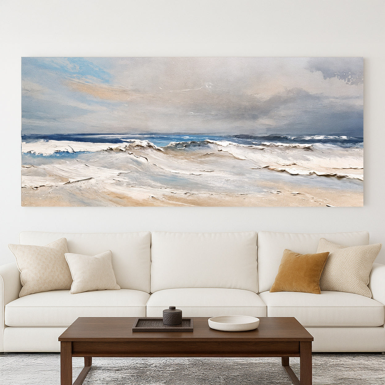 Serene Ocean Wave Coastal Canvas Print