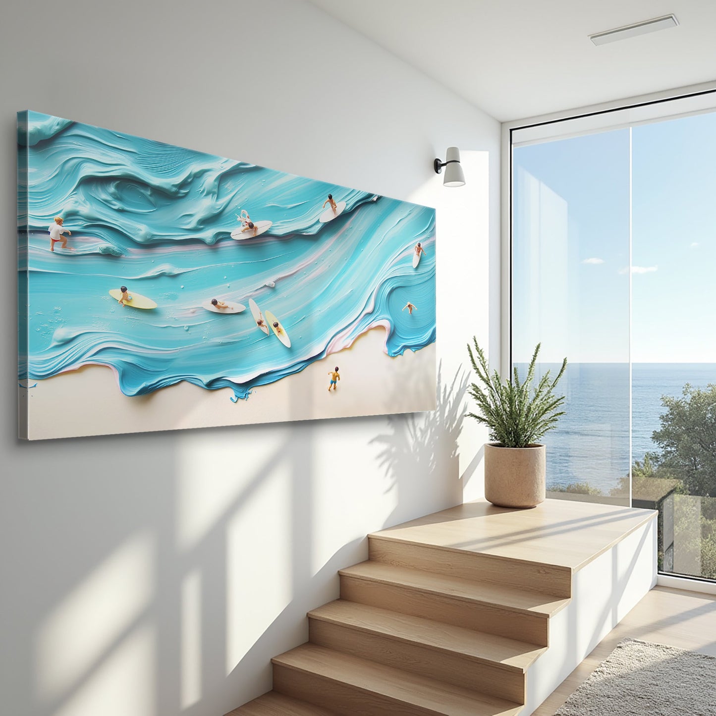 Abstract Aerial Beach Canvas Wall Art