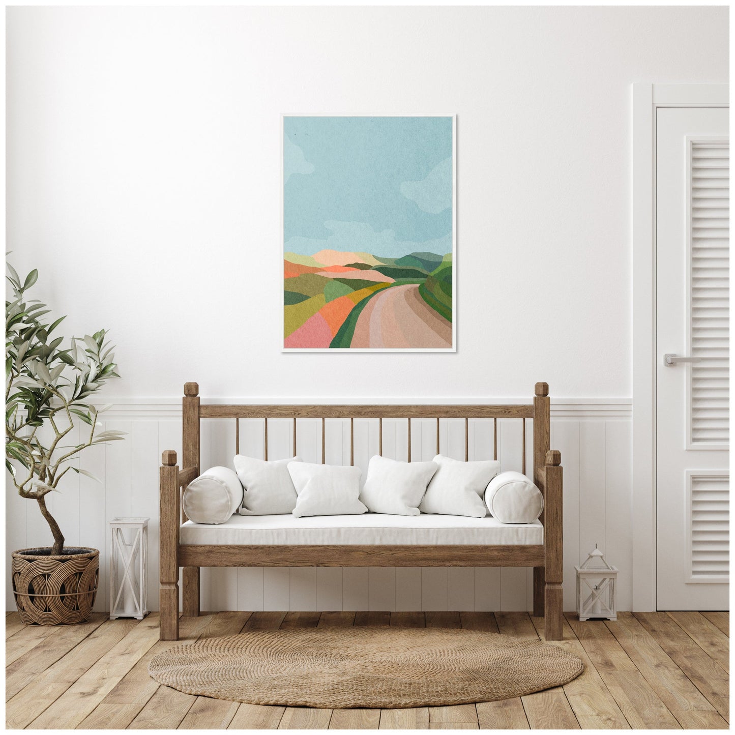 Winding Country Lane Framed Canvas Wall Art