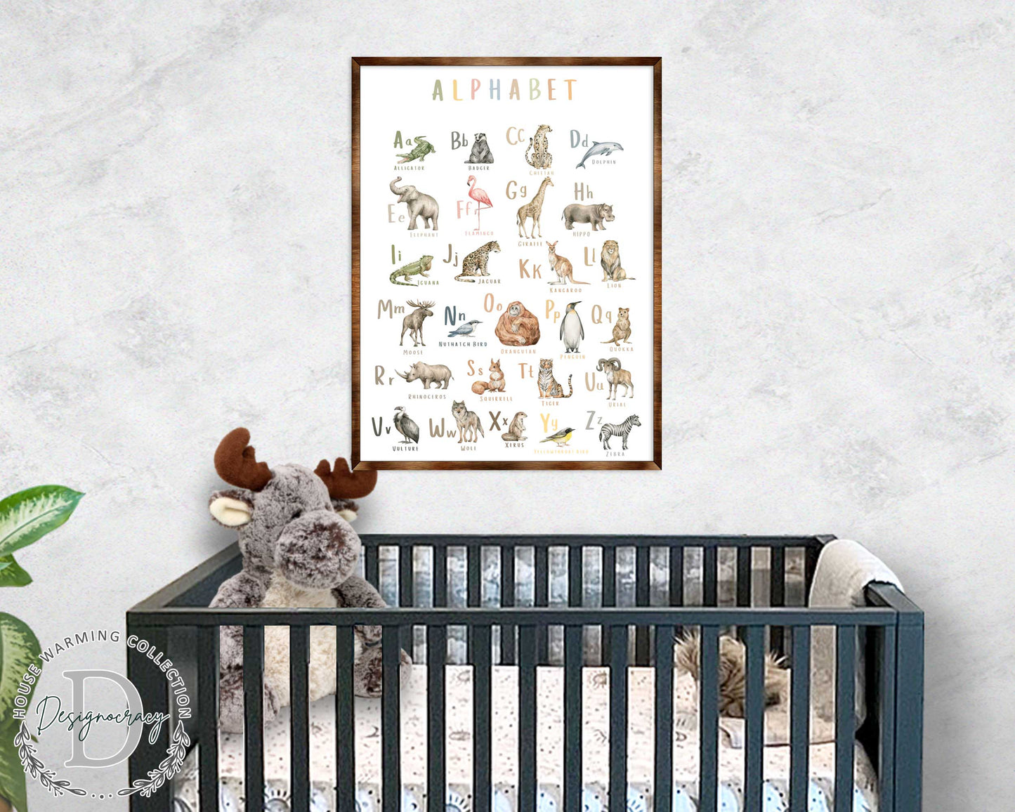 Animal Alphabet Wooden Kids Room Wall Art